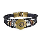 Leo Constellation Zodiac Star Copper Leather Wrist Band Bracelet