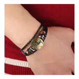 Capricon Constellation Zodiac Star Copper Leather Wristband Bracelet