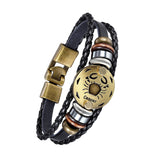 Cancer Constellation Zodiac Star Copper Leather Wrist Band Bracelet