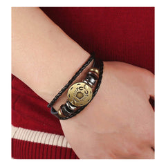 Cancer Constellation Zodiac Star Copper Leather Wrist Band Bracelet