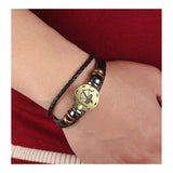 Sagittarius Constellation Zodiac Star Leather Wristband Bracelet