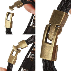 Gemini Constellation Zodiac Star Copper Leather Wrist Band Bracelet