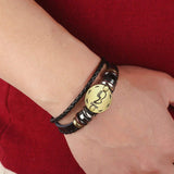Gemini Constellation Zodiac Star Copper Leather Wrist Band Bracelet
