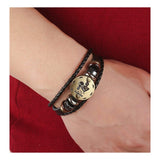 Aquarius Constellation Zodiac Star Copper Leather Wrist Band Bracelet