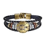 Libra Constellation Zodiac Star Copper Leather Wrist Band Bracelet
