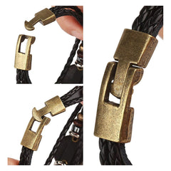 Pisces Constellation Zodiac Star Copper Leather Wrist Band Bracelet
