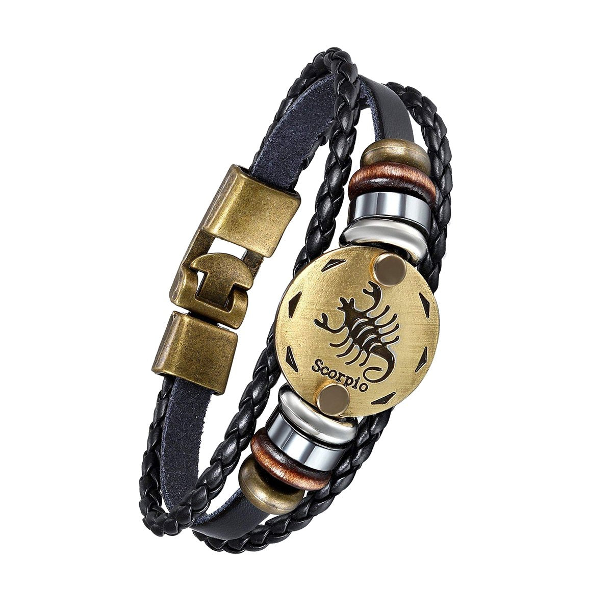 Scorpio Constellation Zodiac Star Copper Leather Wrist Band Bracelet