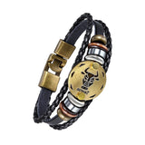 Taurus Constellation Zodiac Star Copper Leather Wrist Band Bracelet