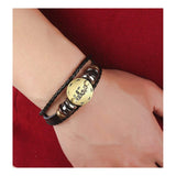Virgo Constellation Zodiac Star Copper Leather Wrist Band Bracelet