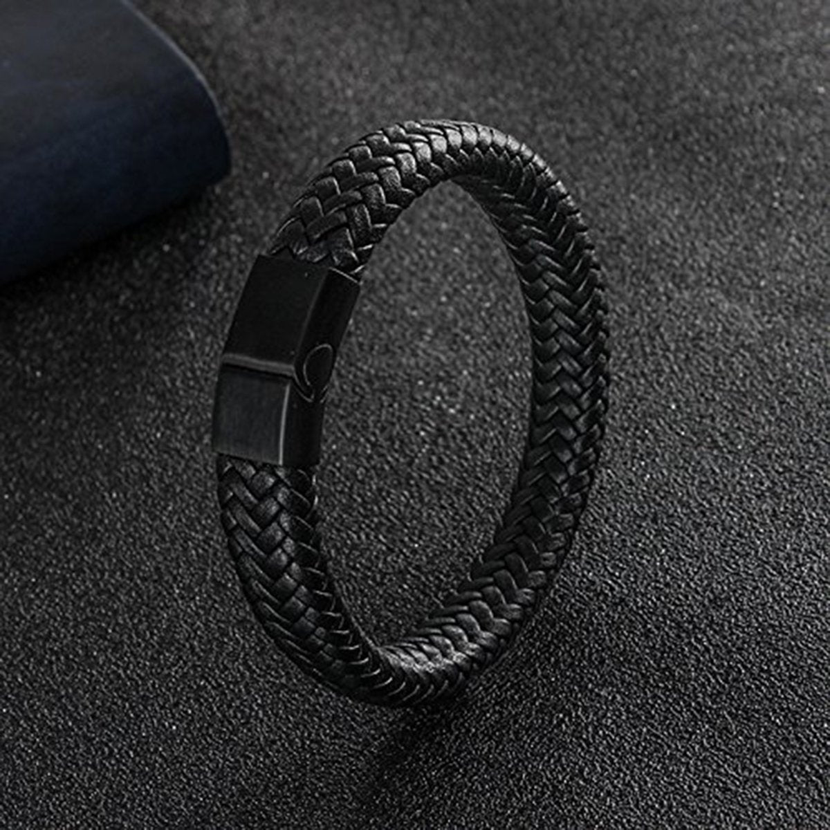 Buy Emporio Armani Men Black Leather Bracelet Online - 899188 | The  Collective