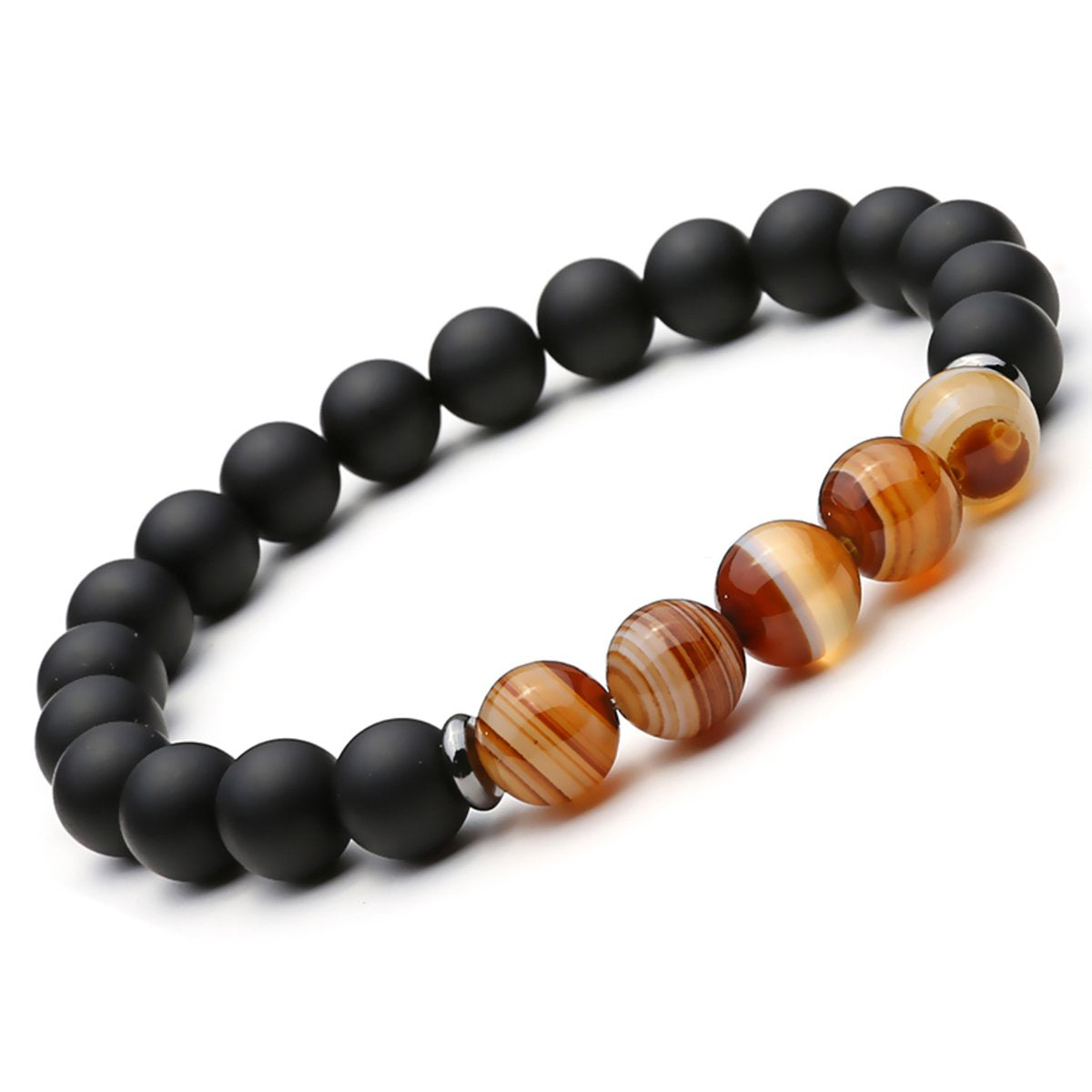 Lava Reiki Healing Meditation Lava Onyx Black Beads Bracelet Combo
