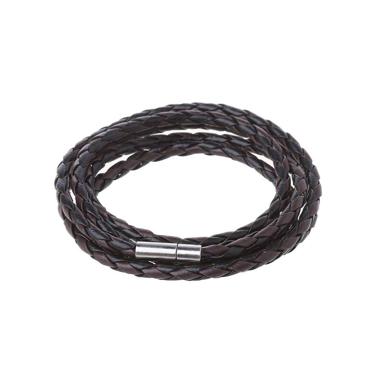 Rope Braided Crafted Black Leather Wrist Band Strand Bracelet Unisex