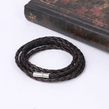 Rope Braided Crafted Black Leather Wrist Band Strand Bracelet Unisex