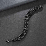 Stylish Dual Curb Glossy Black 316L Stainless Steel Bracelet Men