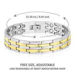 Gold Stainless Steel Magnet Health Care Therapy Bio Energy Bracelet