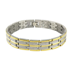 Gold Stainless Steel Magnet Health Care Therapy Bio Energy Bracelet