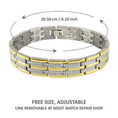 Gold Stainless Steel Magnet Health Care Therapy Bio Energy Bracelet