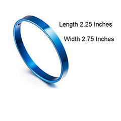 High Polished Plain Blue 316L Stainless Steel Kada Bangle Bracelet Men