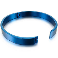 High Polished Plain Blue 316L Stainless Steel Kada Bangle Bracelet Men