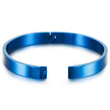 High Polished Plain Blue 316L Stainless Steel Kada Bangle Bracelet Men