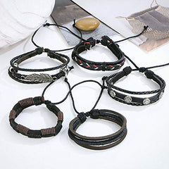 Black Leather Wraps Casual Party Wear Skin Friendly Bracelets