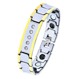 Silver Gold Cubic Zirconia Tungsten Ceramic Magnet Therapy Bracelet