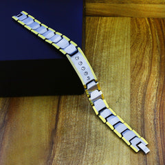 Silver Gold Cubic Zirconia Tungsten Ceramic Magnet Therapy Bracelet