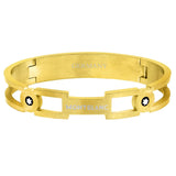 German Luxury 18K Gold Stainless Steel Oval Kada Bangle Bracelet Men