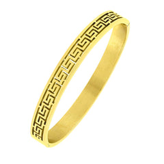 Daily Wear 18K Gold Stainless Steel Oval Bangle Bracelet Men