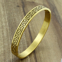 Daily Wear 18K Gold Stainless Steel Oval Bangle Bracelet Men