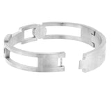 German Luxury Silver Stainless Steel Oval Kada Bangle Bracelet Men