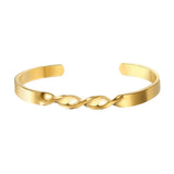 18K Gold Stainless Steel Open Cuff Kada Bangle Bracelet Men
