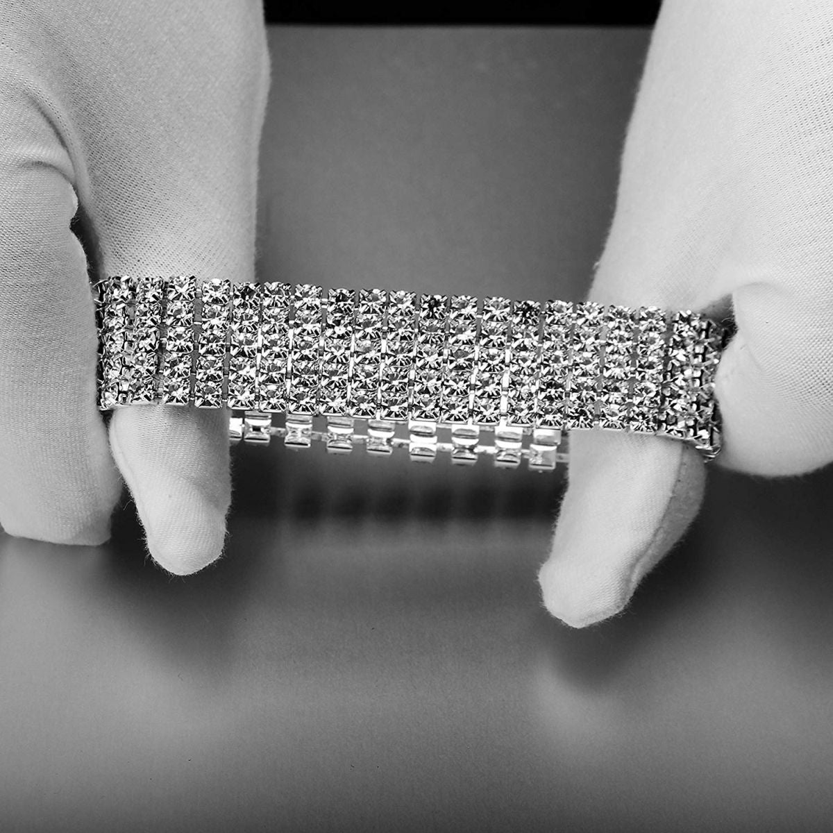 Five Line Austrian Rhinestone Crystal Stretch Elastic Bracelet