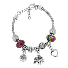 Trendy Stylish Chams Pandora Flower Star Pink Blue Bracelet Women