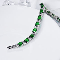 Tennis Emerald Green Cubic Zirconia American Diamond Bracelet