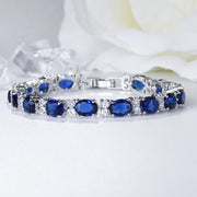 Tennis Blue Sapphire Cubic Zirconia American Diamond Bracelet Women