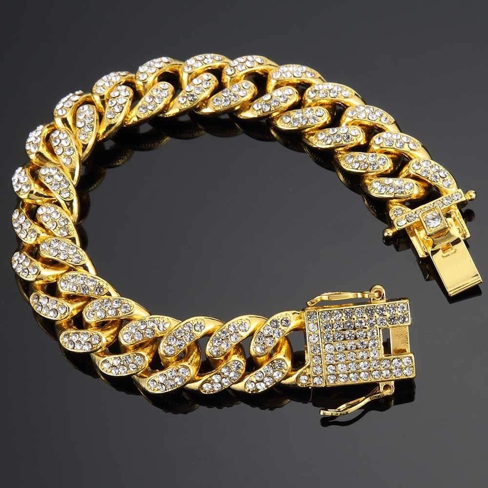 Golden Men's Big Bracelets & Bangles 18MM Wide Chunky Silver/Real Gold  Plated Charm Bracelet Jewelry for Man | Wish | Big bracelets, Chain link  bracelet silver, Mens gold bracelets