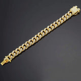 Hip Hop Iced Out Curb Cuban Cubic Zirconia Chunky Gold Bracelet For Men