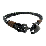 Anchor Sailor Navy Rudder Brown Leather Wrist Band Strand Bracelet