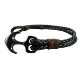 Anchor Sailor Navy Rudder Brown Leather Wrist Band Strand Bracelet