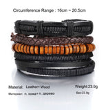 Stacked Multi Strand Layer Beaded Braided Leather Wrist Band Bracelet