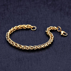 Spiga Franco 22K Gold 316L Stainless Steel Smooth Bracelet