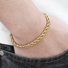 Spiga Franco 22K Gold 316L Stainless Steel Smooth Bracelet