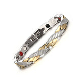 Gold Silver Stainless Steel Magnet Health Therapy Bio Energy Bracelet