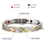 Gold Silver Stainless Steel Magnet Health Therapy Bio Energy Bracelet