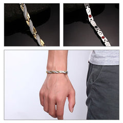 Gold Silver Stainless Steel Magnet Health Therapy Bio Energy Bracelet