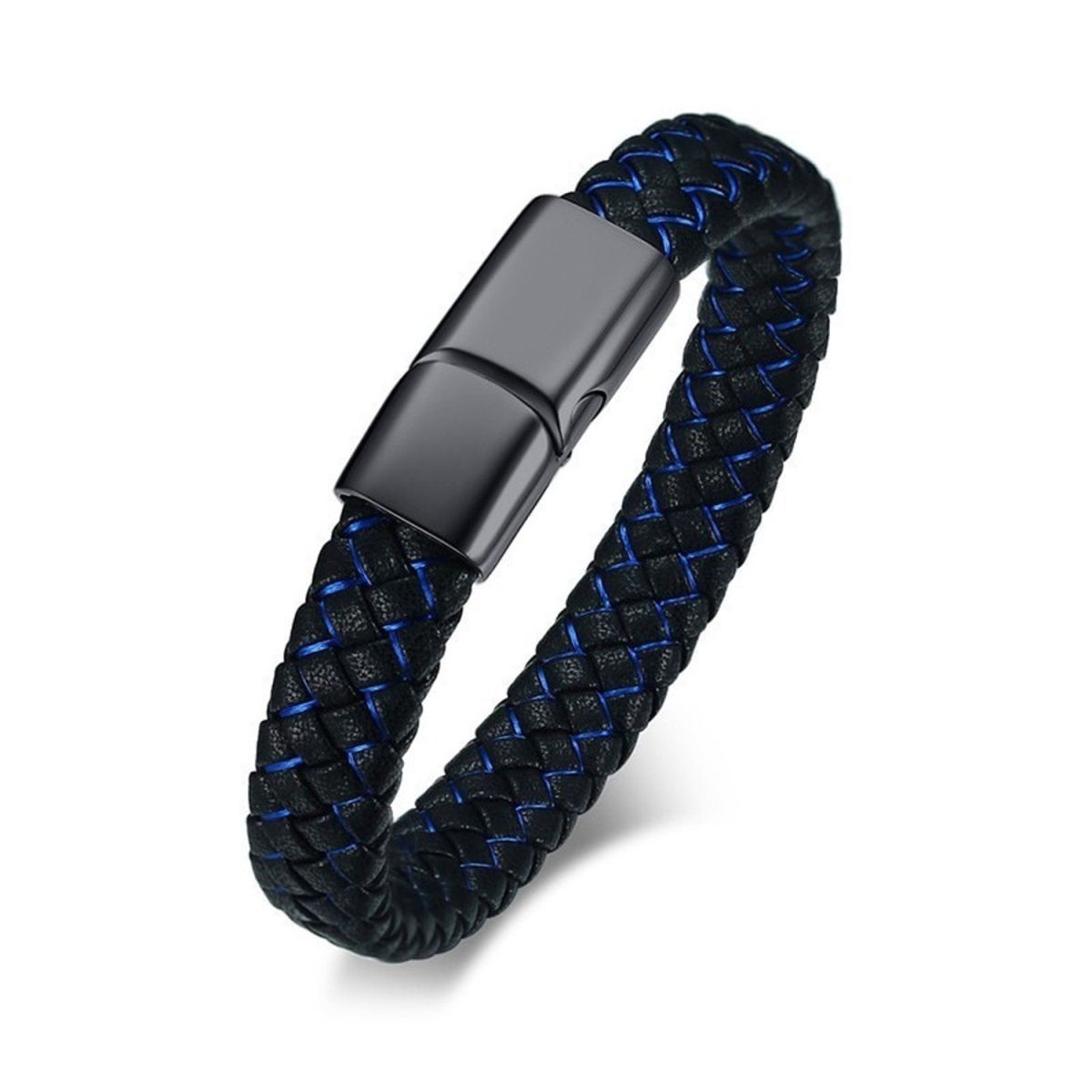 Black Color Cool Braided Leather Rope Wristband Bracelets for Men