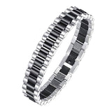Luxury Watch Strap Silver Black 316L Stainless Steel Bracelet For Men