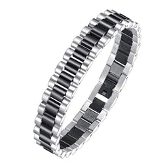 Luxury Watch Strap Silver Black 316L Stainless Steel Bracelet For Men