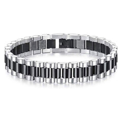 Luxury Watch Strap Silver Black 316L Stainless Steel Bracelet For Men